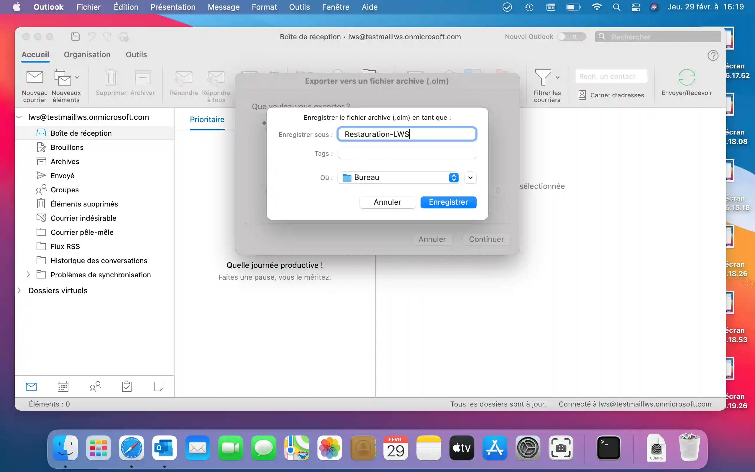 Comment exporter/importer ses données sur Outlook depuis Mac