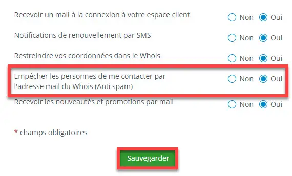 Gérer la protection anti-spam Whois                