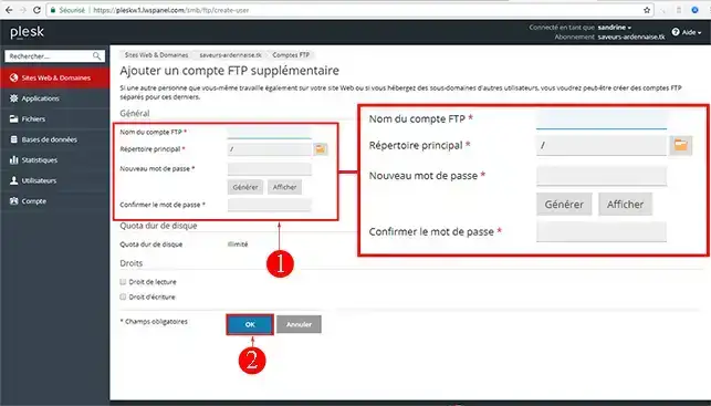 Comment créer un utilisateur FTP dans Plesk ?