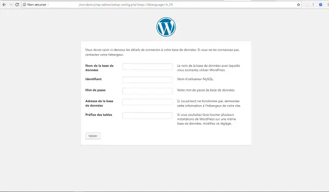 Pourquoi la page d'installation est visible sur Wordpress ?