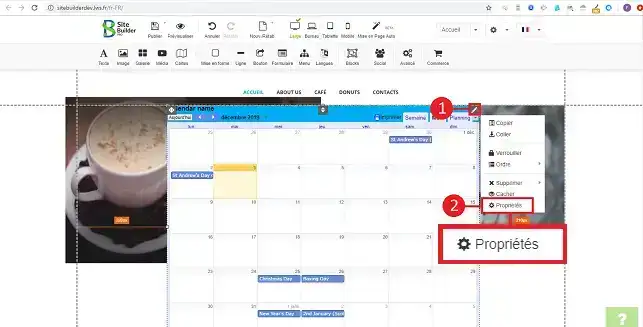Comment insérer un calendrier sur SiteBuilder Pro?